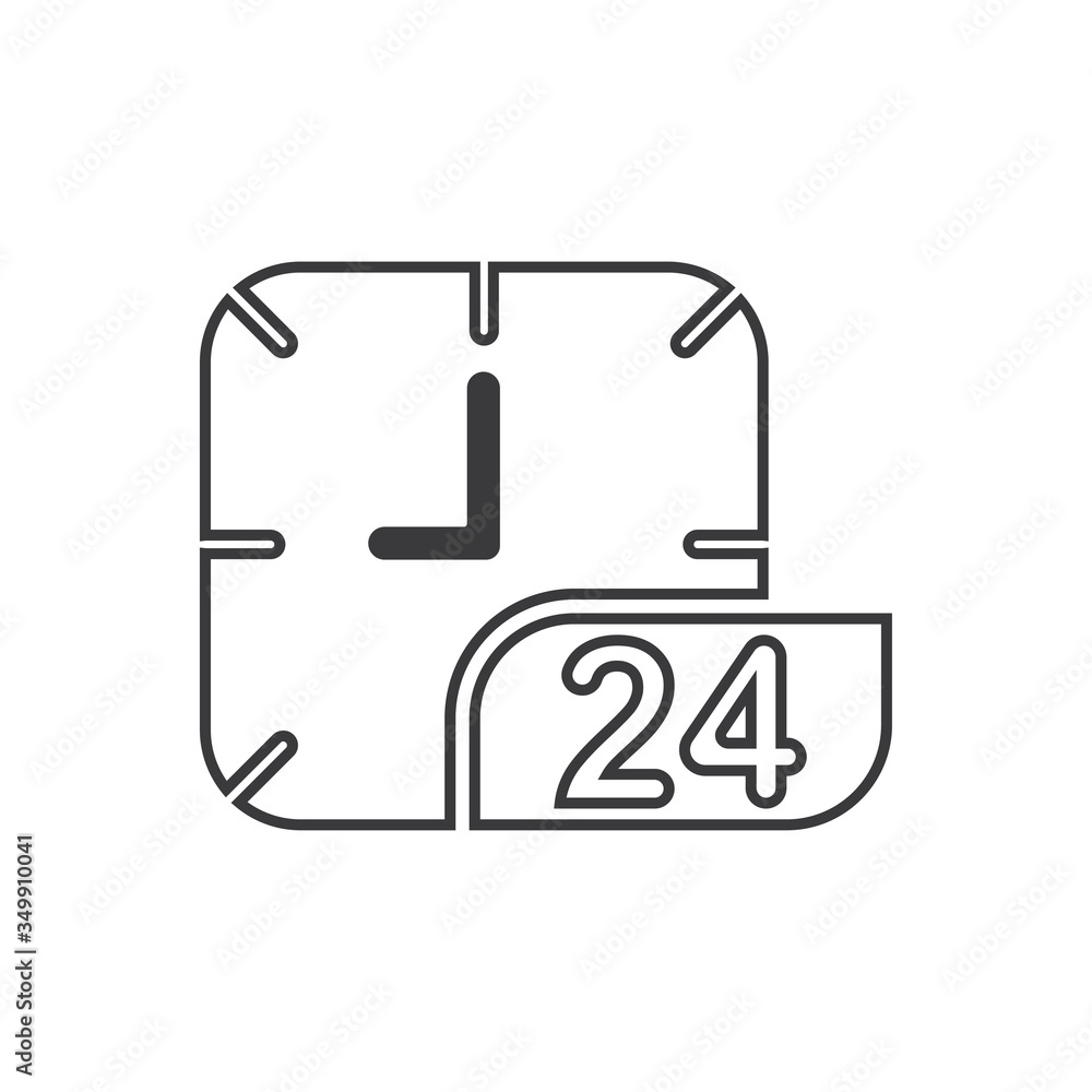 Time vector icon , 24 Hour icon vector illustration design template Time vector icon , 24 Hour icon vector illustration design template