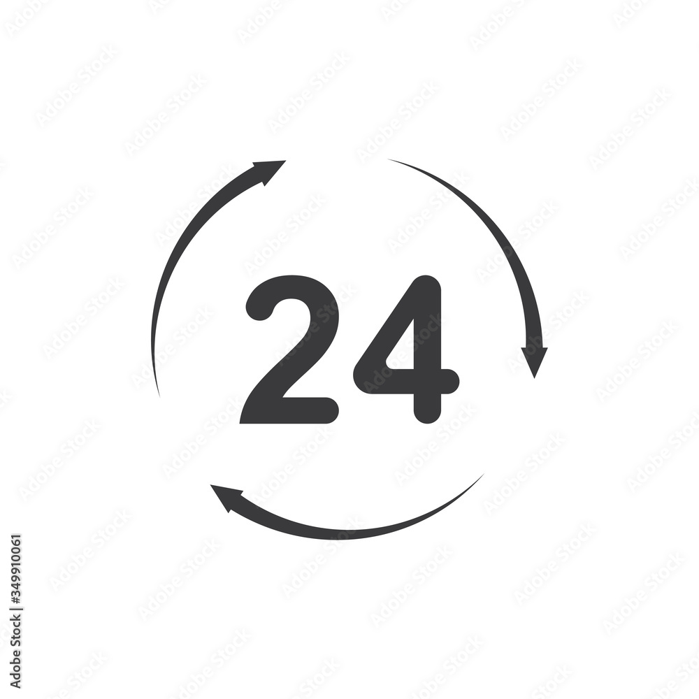 Time vector icon , 24 Hour icon vector illustration design template Time vector icon , 24 Hour icon vector illustration design template