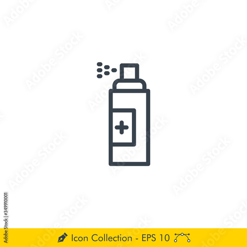 Hand Sanitizer (Disinfectant Spray) Icon / Vector - In Line / Stroke Design