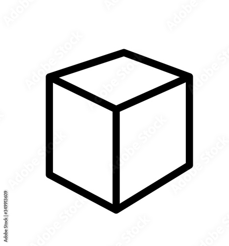 Cube line icon on white background vector illustration