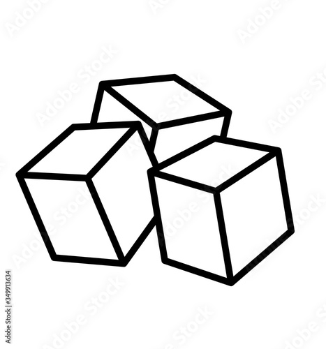Sugar cubes or ice cubes line vector icon food apps and websites