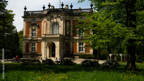 
View of the historic building called the Bachelor's House (Little Versailles) in the Świerklaniec Park