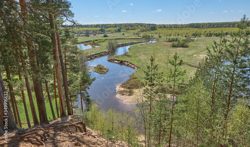 Landscape with a curving river from a high bank