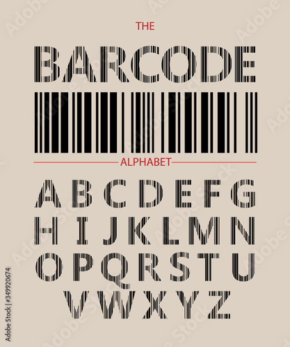 Set of Barcode style alphabet letters. vector font type design letters from A to Z. lines pattern, commercial typesetting.