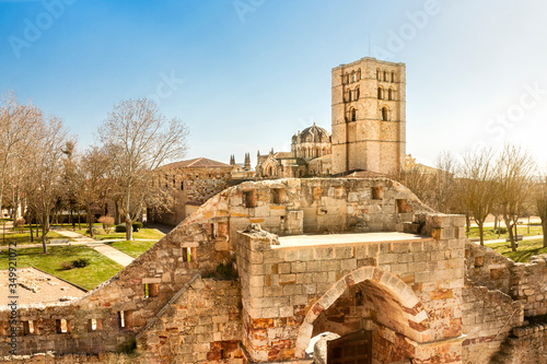 View of the Zamora Romanic Cathedral from the castle