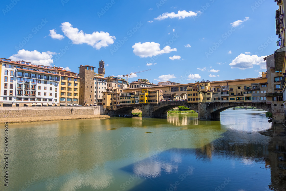 View of the Ponte Vecchio bridge on Arno River in Florence, Tuscany, Italy