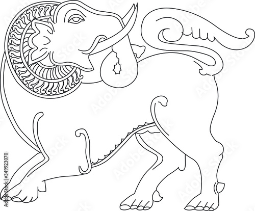 Gaja Singhe Tusker Lion traditional Sri Lankan wood carving Katayam design