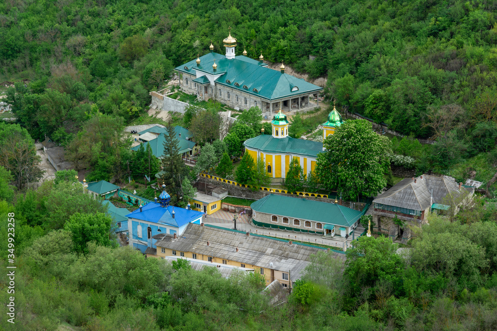 Beautiful top view of the Holy Trinity Monastery of Saharna, Moldavia