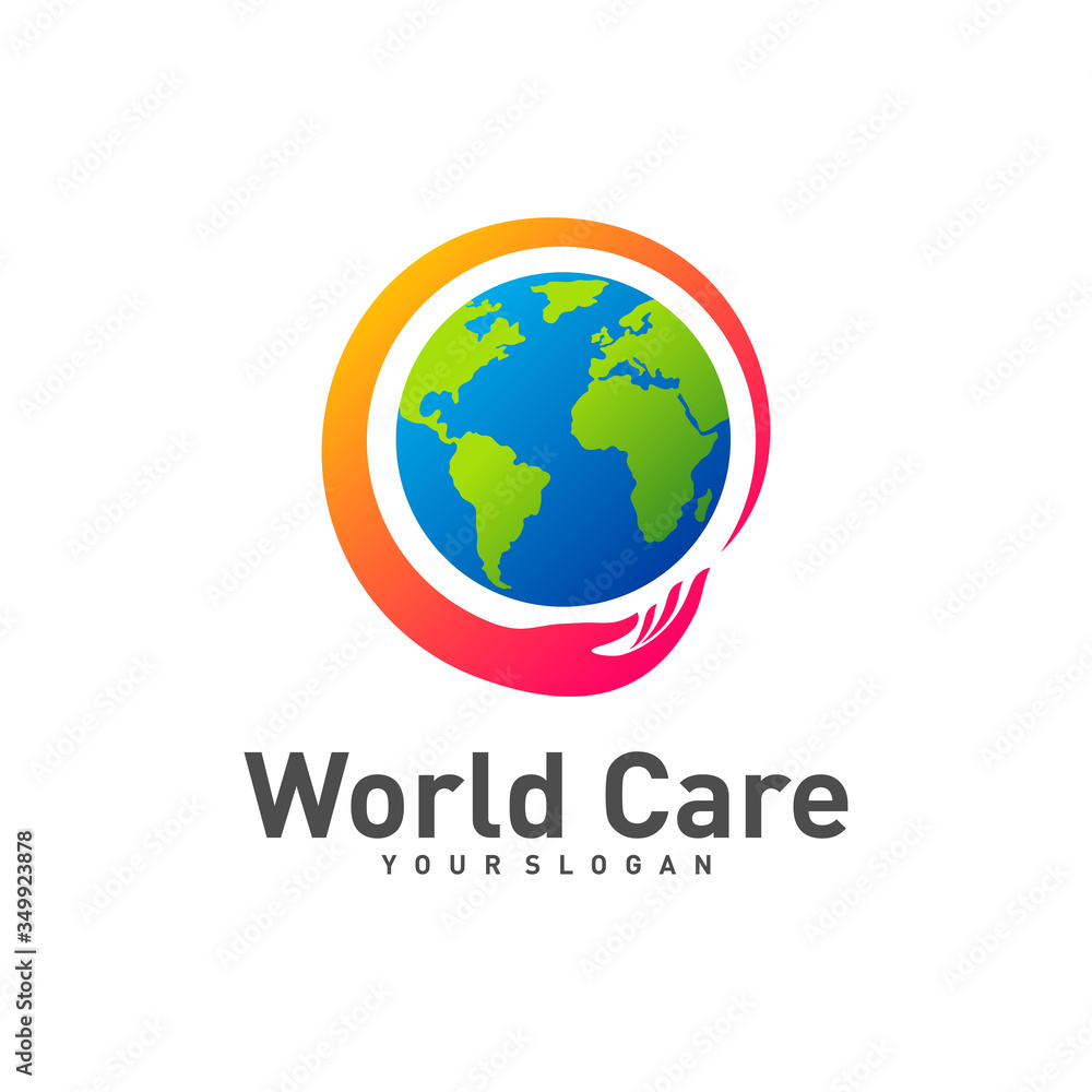 World Care logo design template vector, Earth Care logo concept creative, Icon Symbol