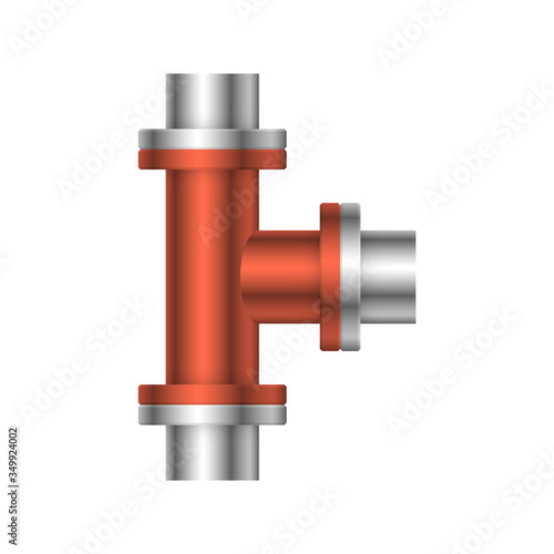 Pipe vector. Made from steel or metal connection by flange fitting fixing by screw and bolt. Part for pipeline construction to transportation oil and gas in industry  water in plumbing and irrigation.