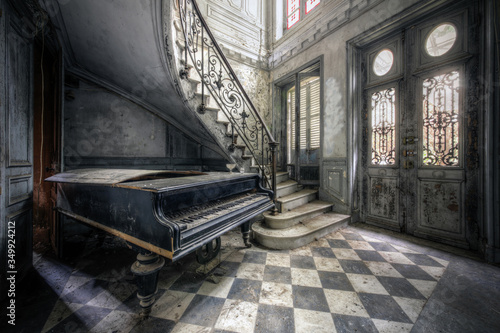 Piano in abandoned small castle in France