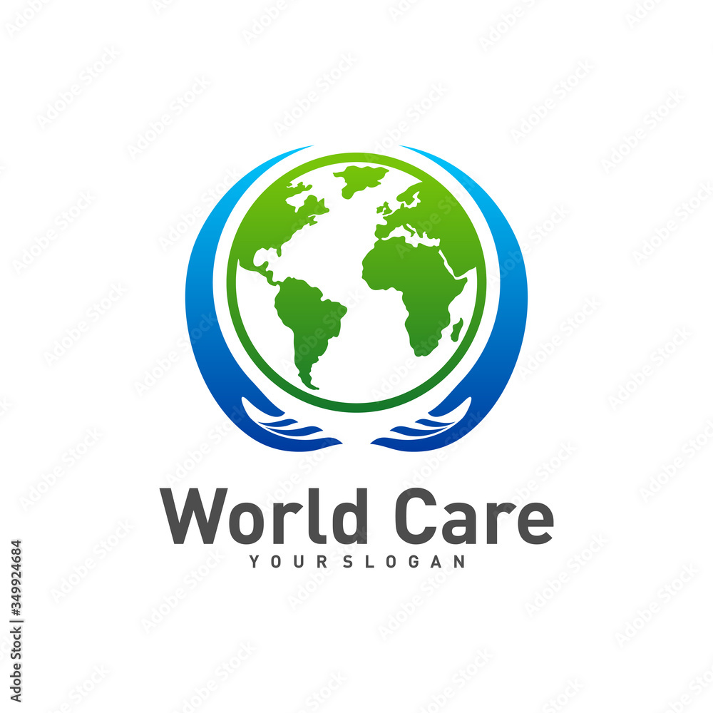 World Care logo design template vector, Earth Care logo concept creative, Icon Symbol World Care logo design template vector, Earth Care logo concept creative, Icon Symbol