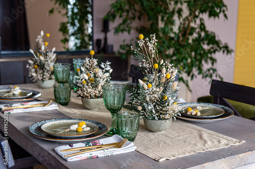 Original serving of the pre-holiday table photo