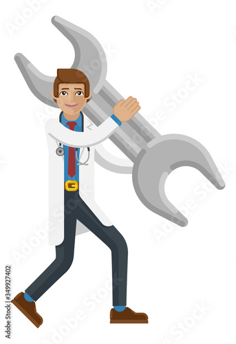 A doctor cartoon character ...