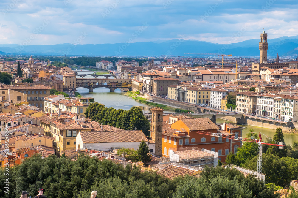 View of Florence Skyline and landscape of Tuscany, Italy