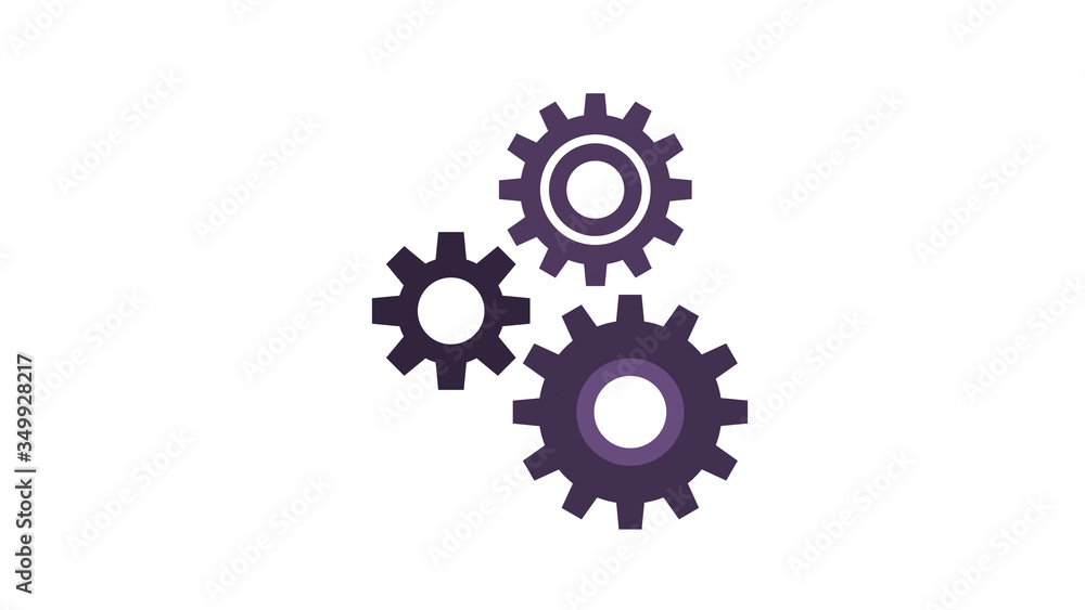 Cogwheel gear icons teamwork business concept modern 2d flat design purple Cogwheel gear icons teamwork business concept modern 2d flat design purple