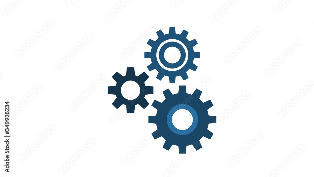 Cogwheel gear icons teamwork business concept modern 2d flat design blue Cogwheel gear icons teamwork business concept modern 2d flat design blue