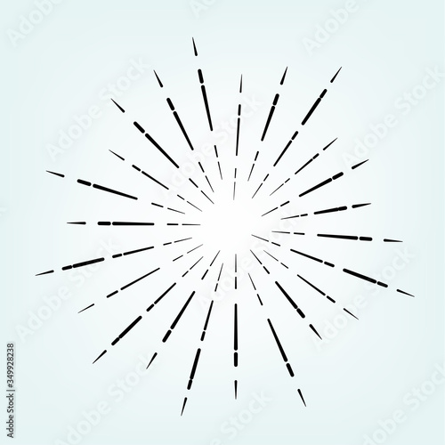 Vintage radial line sunburst graphic logo art