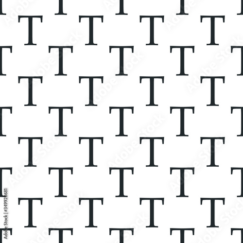 Seamless pattern of the letter T. Text wrapping concept. Stock Vector illustration isolated on white background.