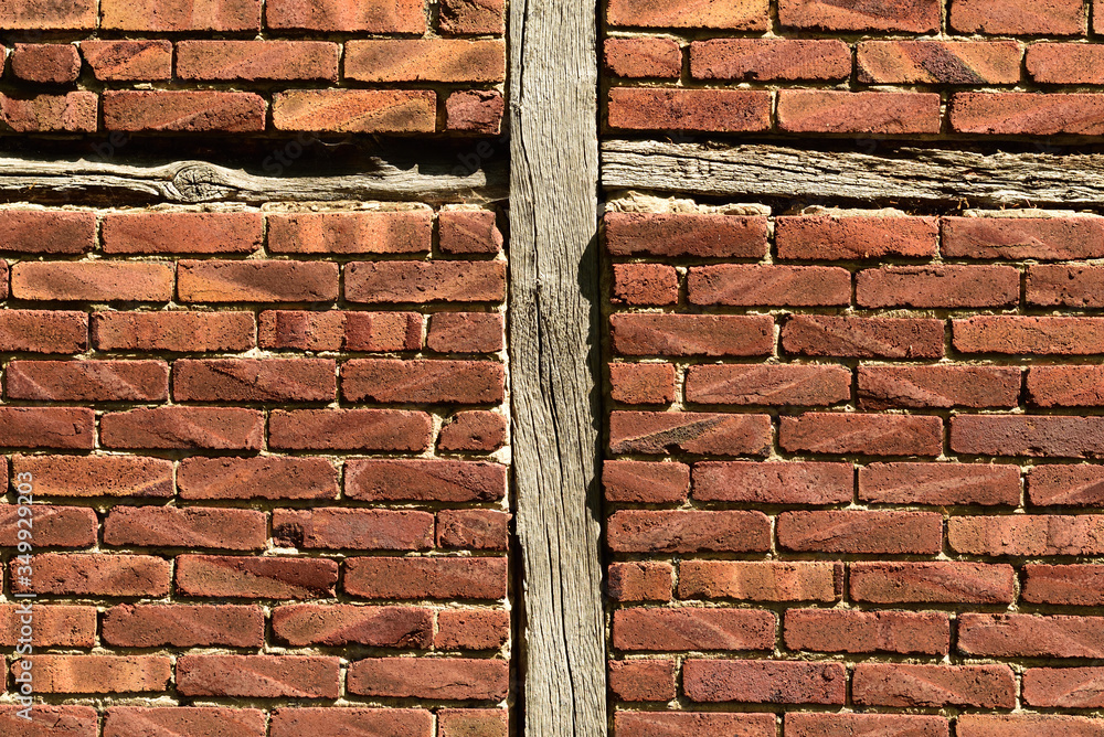 Background of bricks and wooden boards. Background of bricks and wooden boards.