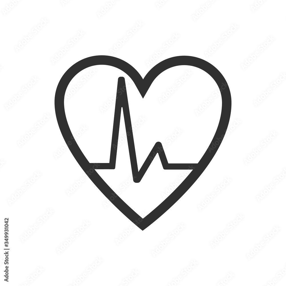 Heart with heart beat icon isolated on white background. Vector illustration. Heart with heart beat icon isolated on white background. Vector illustration.