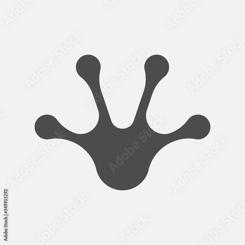 Frog hand foot print isolated on white background. Vector illustration.