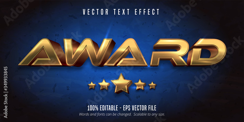 Award text, 3d gold metallic style editable text effect