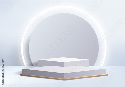 Minimal Podium and scene with 3d vector render in abstract gray background composition, 3d illustration mock up scene geometry shape platform forms for product display. stage for awards in modern.