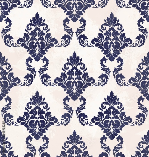 Vector damask seamless pattern background. Classical luxury old fashioned damask ornament, royal victorian seamless texture for wallpapers, textile, wrapping. Exquisite floral baroque template.