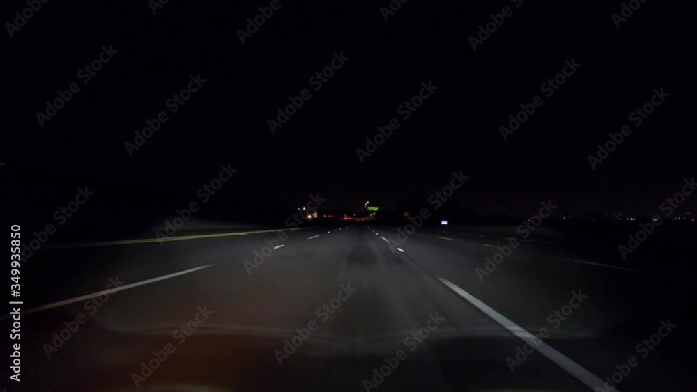 Night driving car mount time lapse on freeway ramp merging to carpool lane on route 118 in Chatsworth California. Night driving car mount time lapse on freeway ramp merging to carpool lane on route 118 in Chatsworth California.