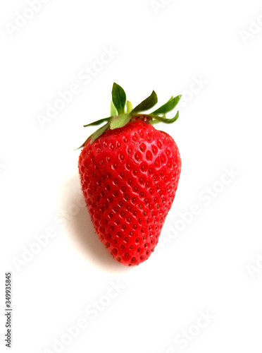 Ripe strawberry isolated on white background, photo