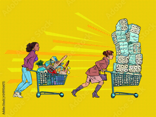 panic epidemic women in the supermarket