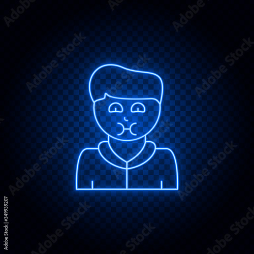 Sick blue neon vector icon .Transparent background. Blue neon vector icon