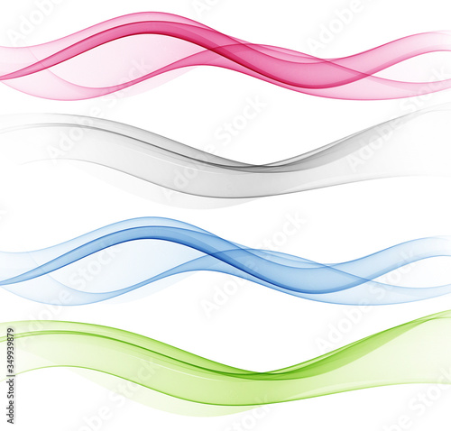 Abstract motion smooth color wave vector. Set of curve colorful lines