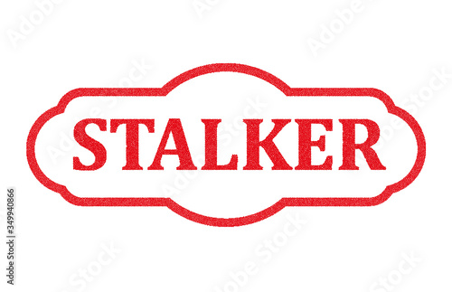 Illustration of stalker text buffered on white background