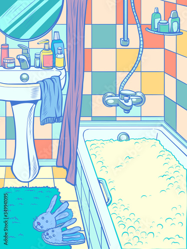 full bath in the bathroom