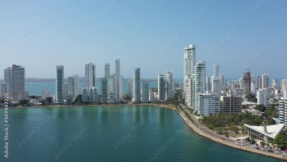 Aerial view of beautiful expensive apartments near the sea