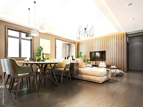 Fototapeta Naklejka Na Ścianę i Meble -  3d render of modern home interior living room