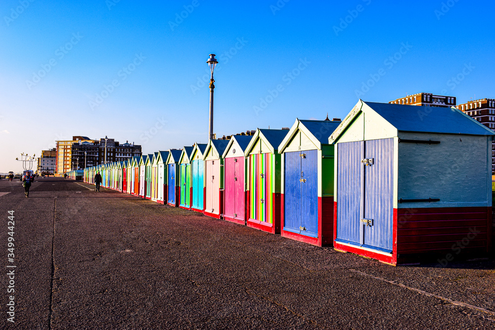 colorful beach huts at the beach