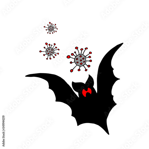 Corona spread with bat . vector bat and dangerous viruses. poster