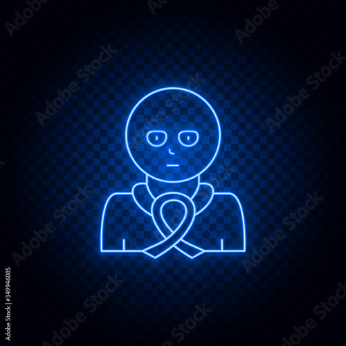 Censer, ribbon blue neon vector icon .Transparent background. Blue neon vector icon