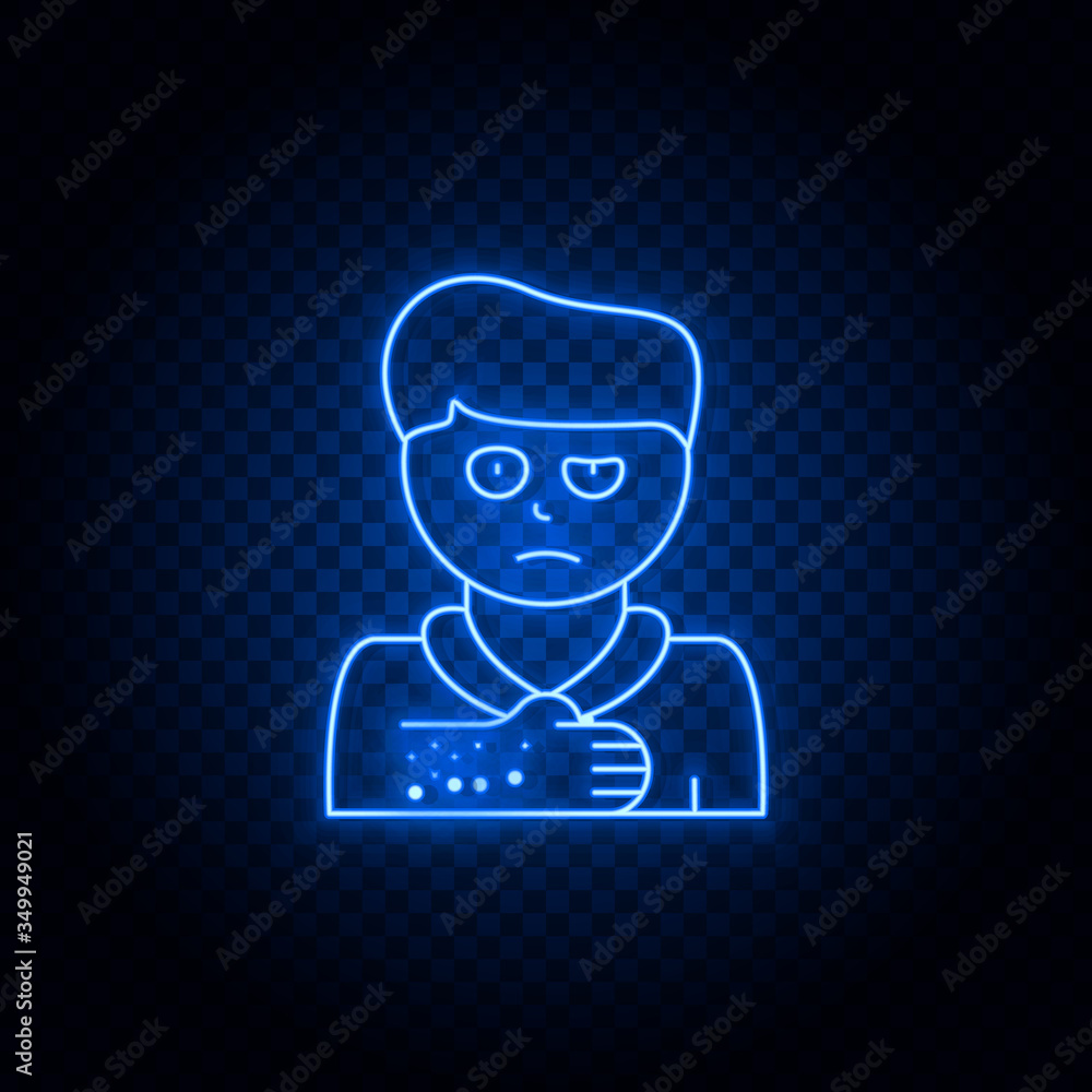 Rash, arm blue neon vector icon .Transparent background. Blue neon vector icon Rash, arm blue neon vector icon .Transparent background. Blue neon vector icon