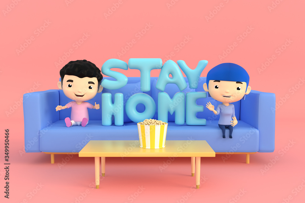 3d illustrator of cartoon characters. Both boys and girls are far apart to prevent germs and viruses. 3d illustrator of cartoon characters. Both boys and girls are far apart to prevent germs and viruses.
