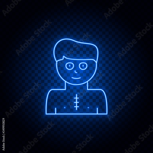 Heart operation blue neon vector icon .Transparent background. Blue neon vector icon