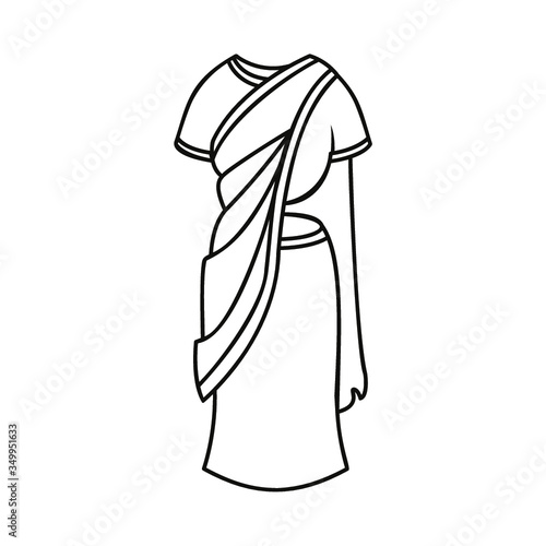 Sari dress line icon symbol