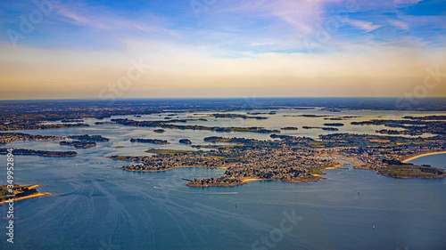 Golfe du morbihan, Morbihan golfe and Quiberon in french britanny from aerial view © Olivier
