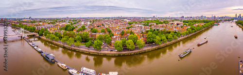 Aerial view of Albert bridge and central London, UK photo