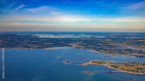 Golfe du morbihan  Morbihan golfe and Quiberon in french britanny from aerial view