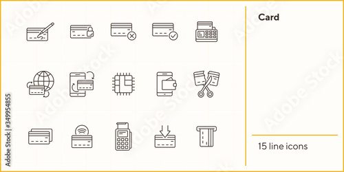 Card line icon set. Banking and cash concept. Vector illustration can be used for topics like shopping, supermarkets, stores