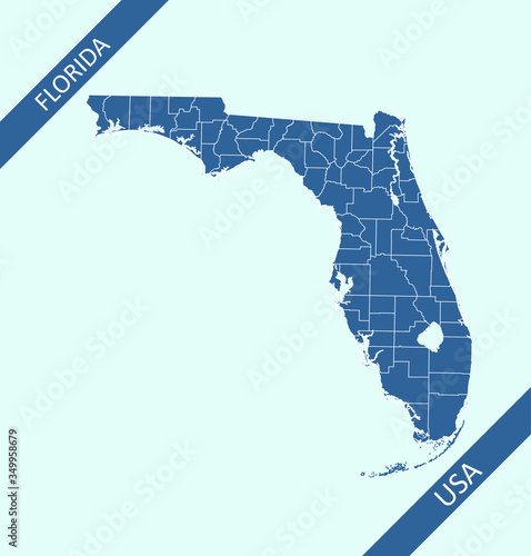 Counties map of Florida state of United States of America